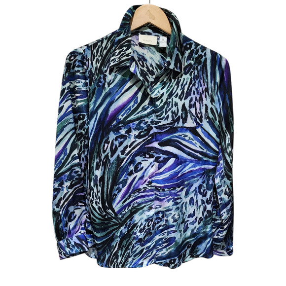 Chico's Blouse Animal Print Satin - Picture 1 of 4